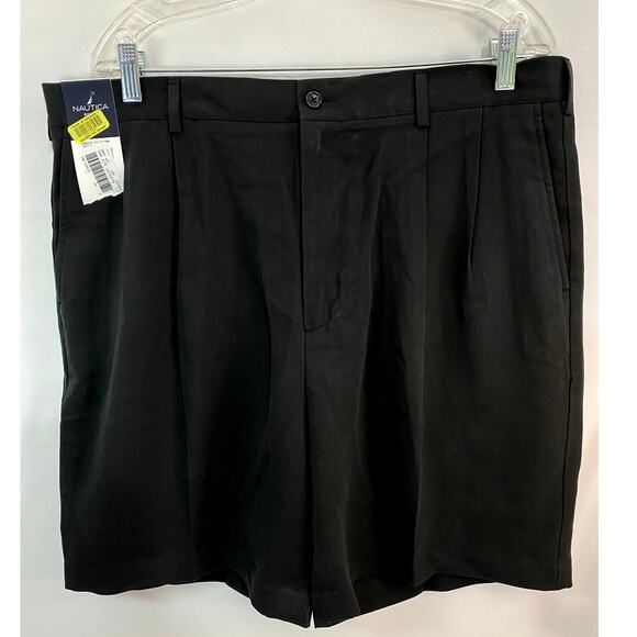 NWT Nautica Rigger shorts size 38 Silk Linen 9" inseam mens Black - Picture 1 of 7